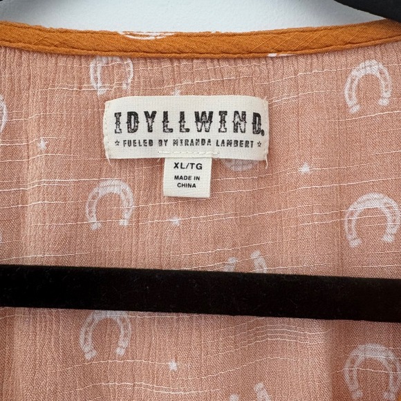 Idyllwind by Miranda Lambert XL Horseshoe Print Dress Smocked Waist V-Neck - Picture 2 of 11